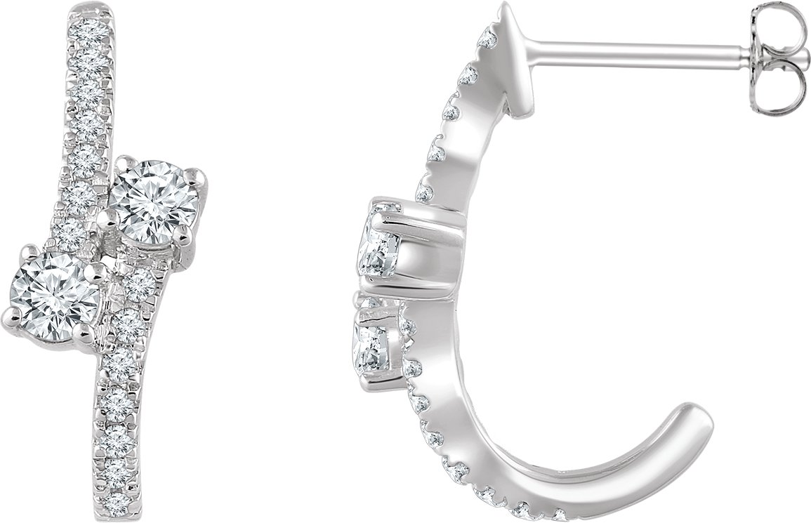 14K White 5/8 CTW Diamond Two-Stone Earrings