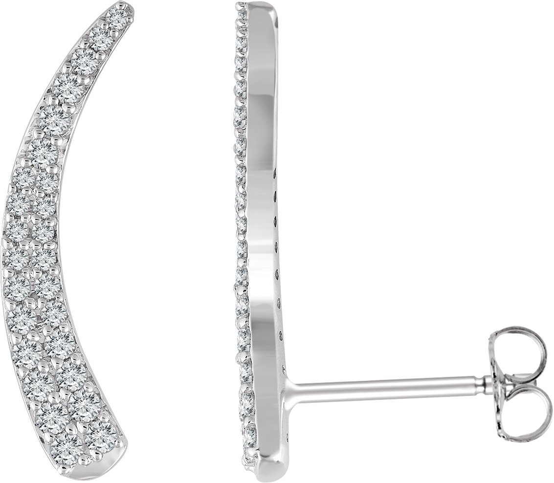 14K White 3/8 CTW Natural Diamond Ear Climbers