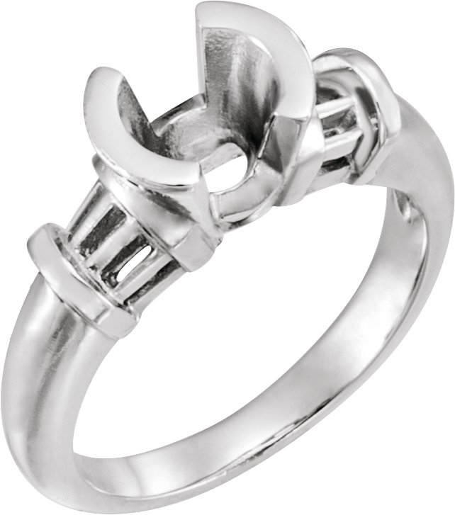 Platinum Accented Engagement Ring - Round stone