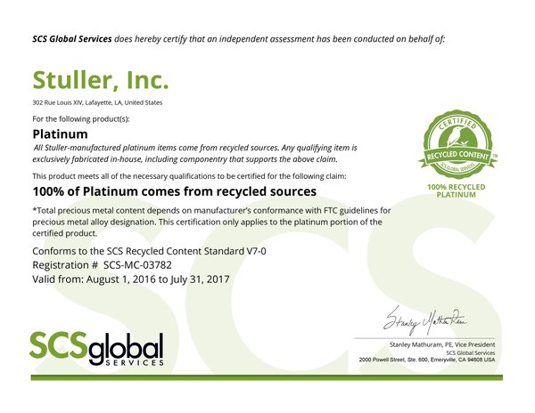 SCS Platinum certificate