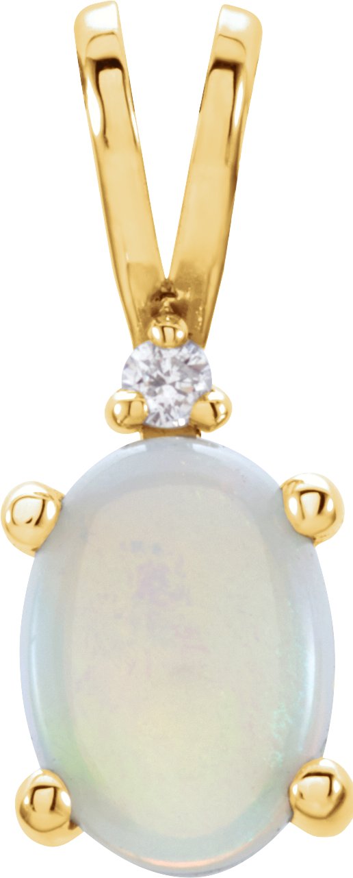 14K Yellow Opal & .01 Diamond Pendant