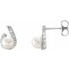 14K White Freshwater Pearl and .10 CTW Diamond Earrings Ref. 12732376
