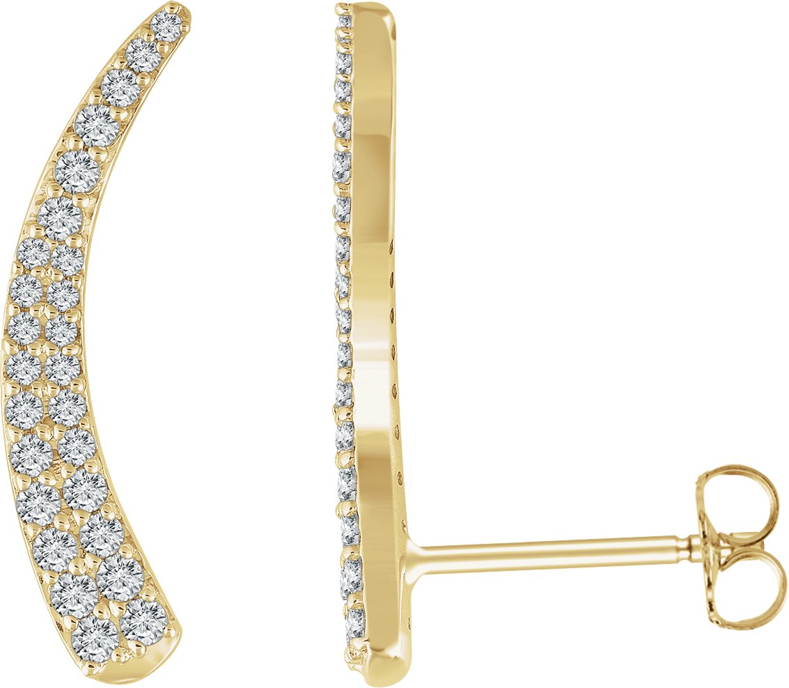 14K Yellow 3/8 CTW Natural Diamond Ear Climbers