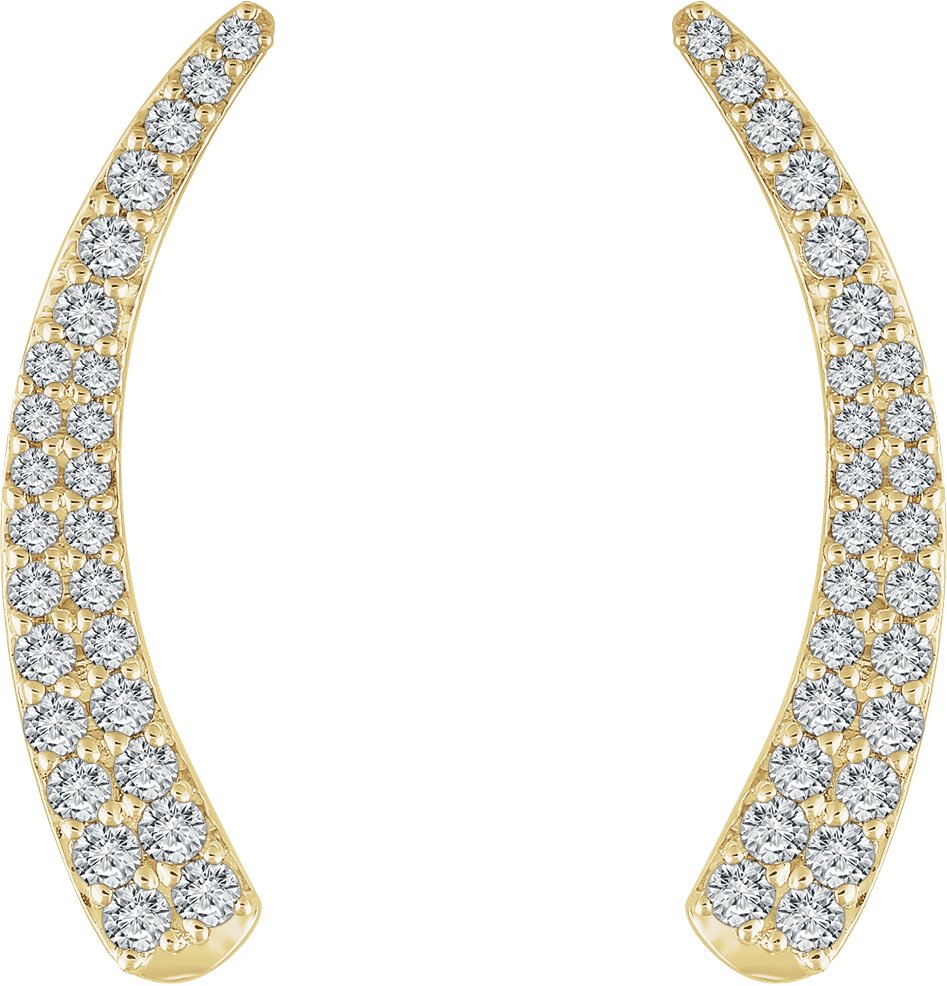 14K Yellow 3/8 CTW Diamond Ear Climbers