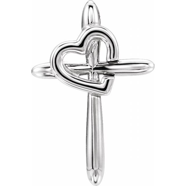 Sterling Silver Cross with Heart Pendant