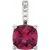 Cushion 4-Prong Accented Basket Pendant 