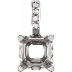Cushion 4-Prong Accented Basket Pendant