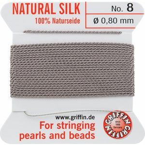 Silver/Gray Size 4 Griffin Griffin Silk Beading Cord & Needle 