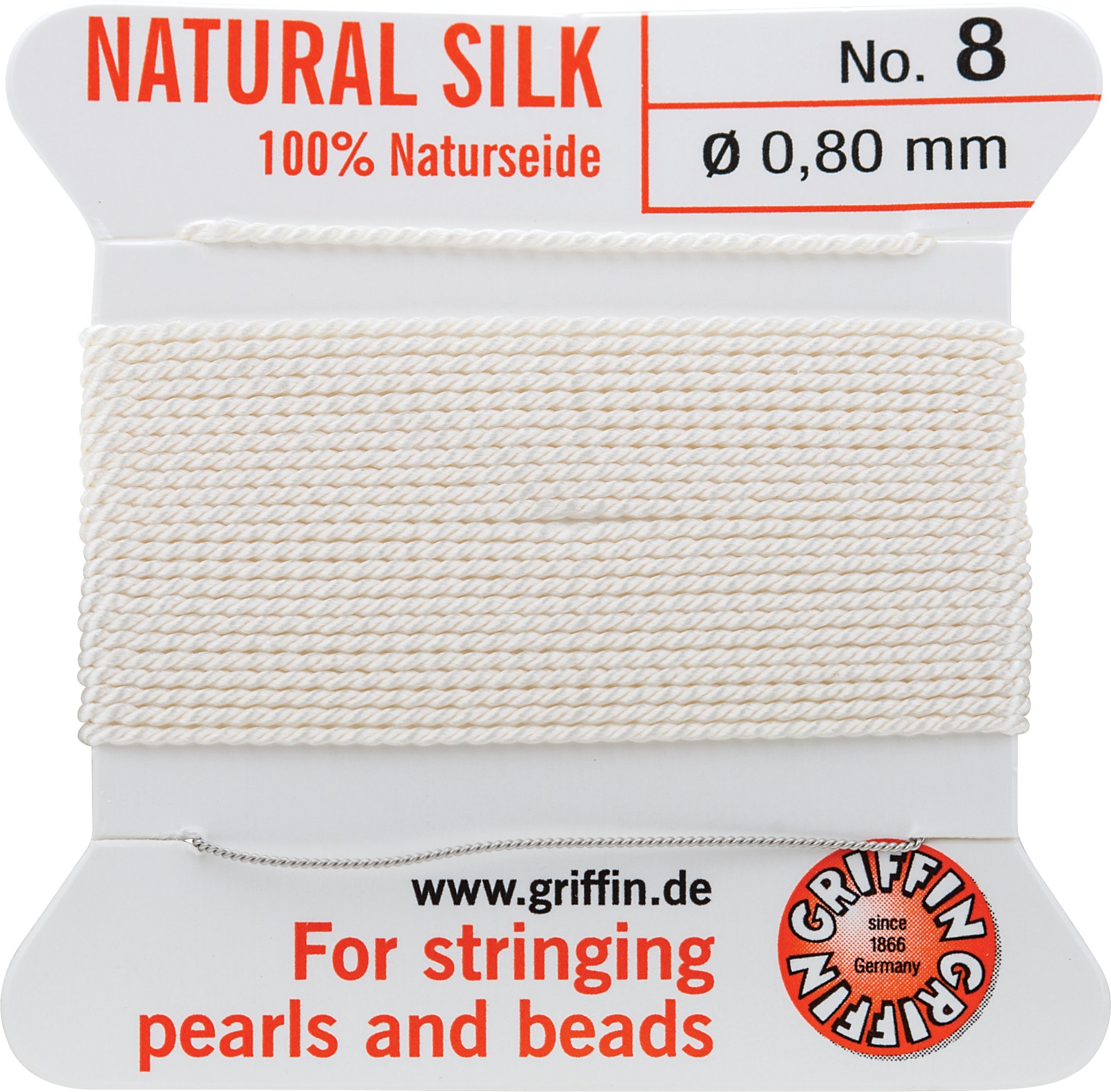 Griffin 100% Naturseide Natural Silk Carded Bead Cord