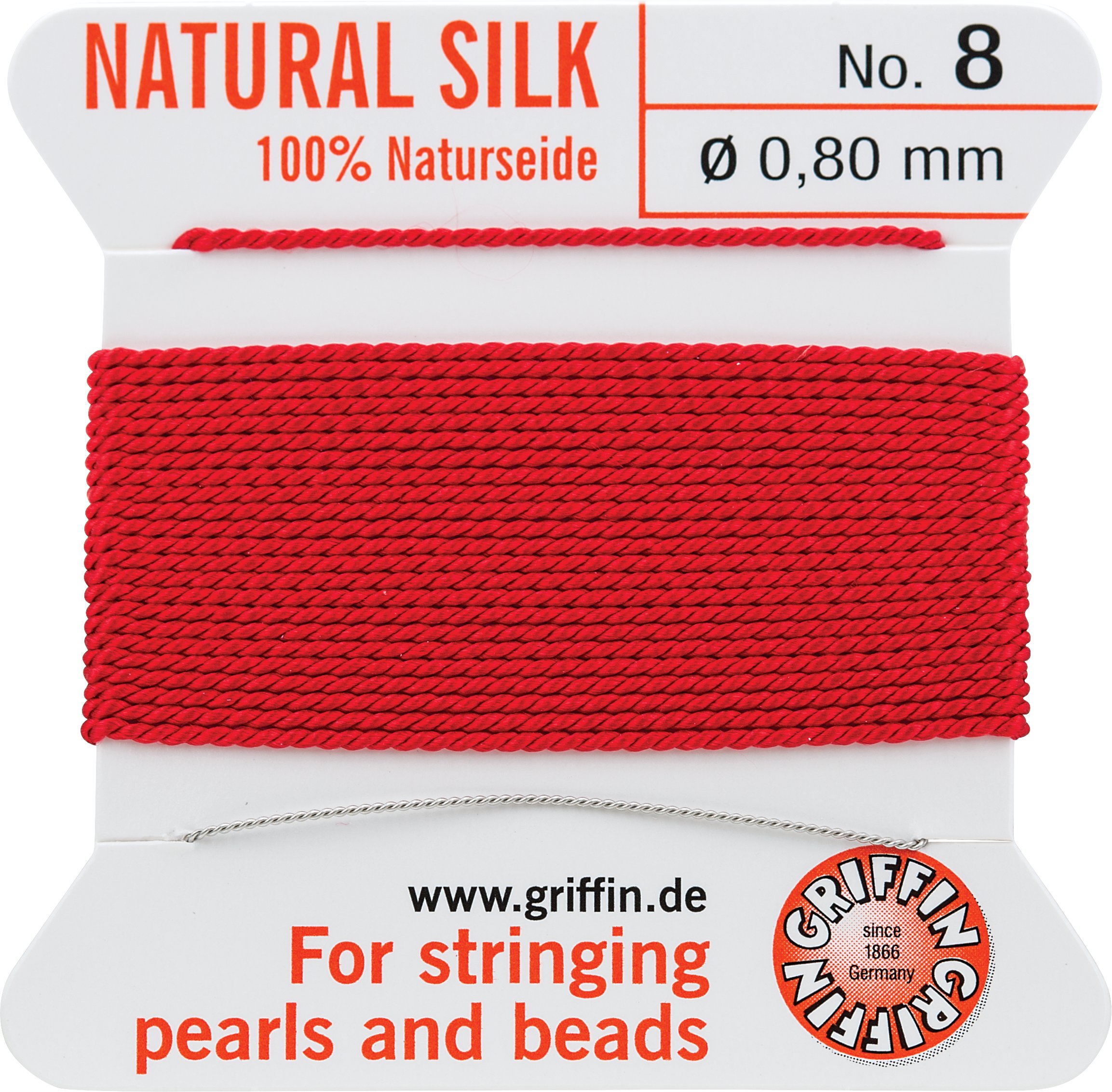 Griffin 100% Naturseide Natural Silk Carded Bead Cord