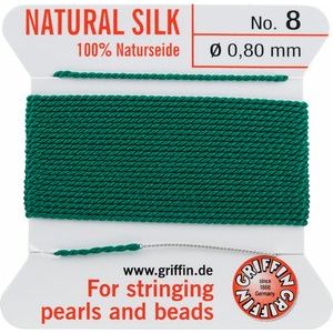 Griffin Silk Beading Cord & Needle, Size 8 (0.8mm), 2 Meters