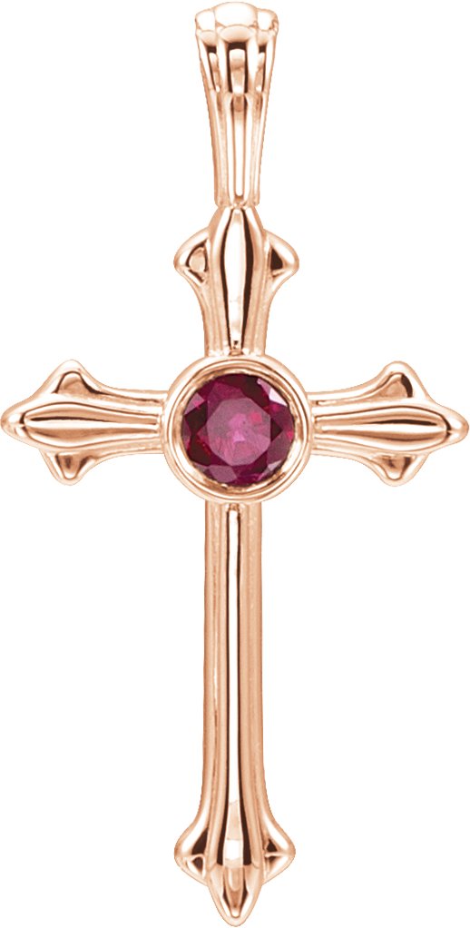 14K Rose Ruby Cross Pendant Ref. 12696929