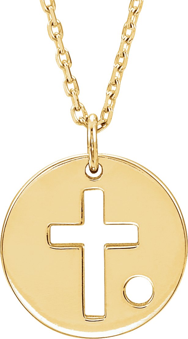 Pierced Cross Disc Necklace or Pendant