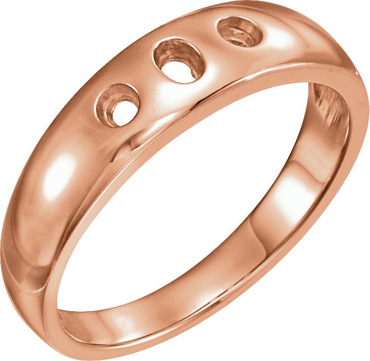 10K Rose 3.5 mm Round 3-Stone Band Mounting Size 11
