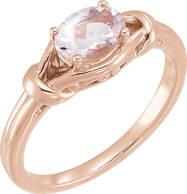 14K Rose 6x4 mm Natural Pink Morganite Knot Ring