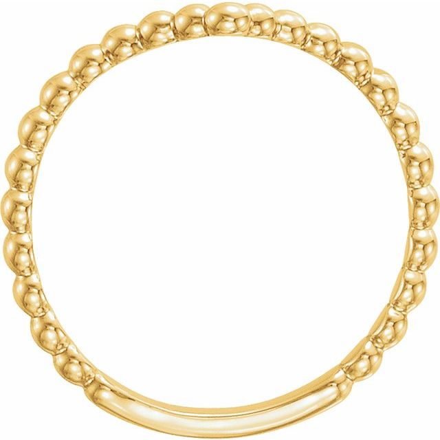 14K Yellow Beaded Stackable V Ring