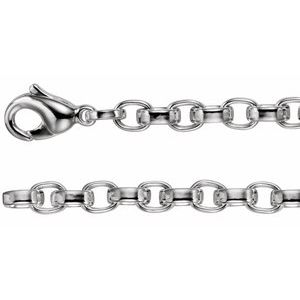 Sterling Silver 6.75 mm Flat Cable 7" Chain
