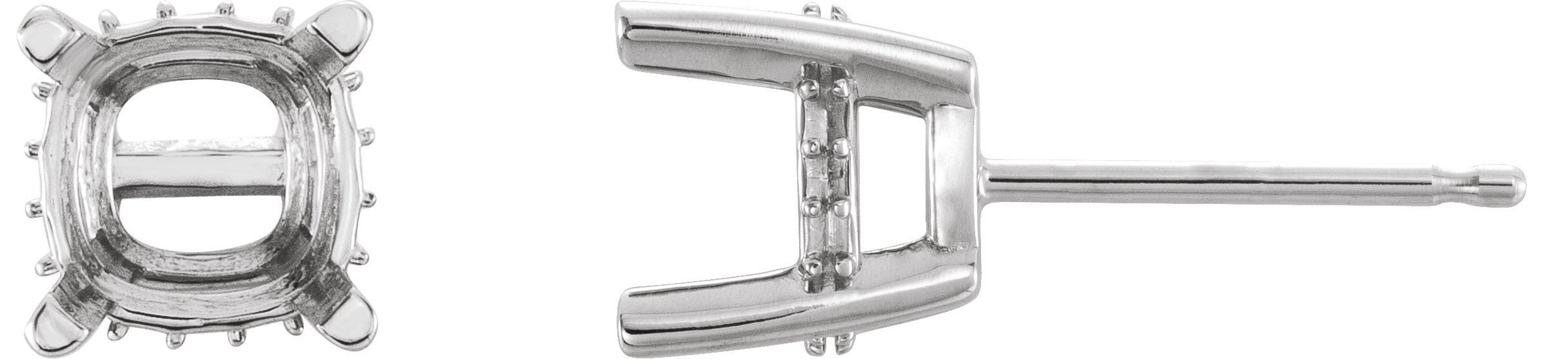 Cushion 4-Prong Hidden Halo-Style Stud Earrings