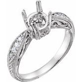 14K White 5.2 mm Round 1/8 CTW Diamond Semi-Set Engagement Ring