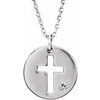 14K White .03 CTW Diamond Pierced Cross Disc 16 18 inch Necklace Ref. 12679549