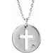 Sterling Silver Imitiation Diamond Pierced Cross Disc 16-18