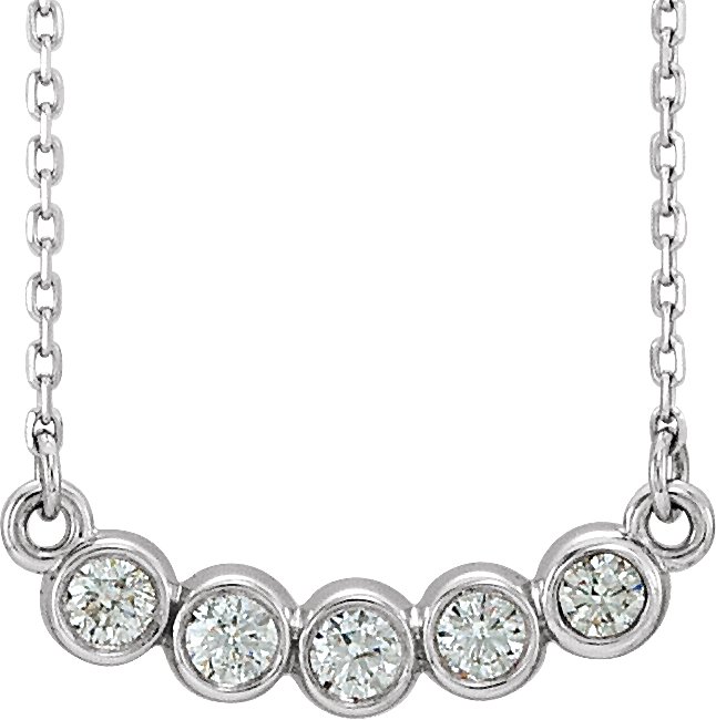 14K White .07 CTW Lab-Grown Diamond Bar 16-18" Necklace