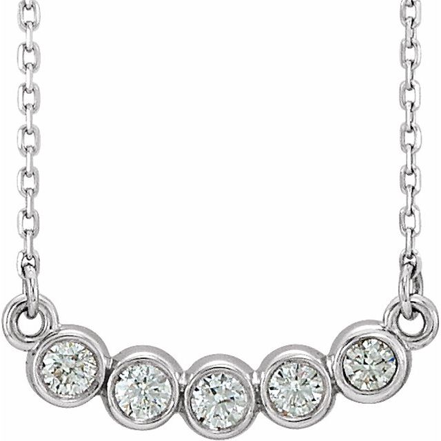 14K White  1/3 CTW Natural Diamond Bezel-Set 16-18 Necklace