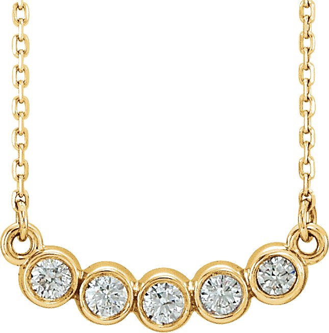 14K Yellow .07 CTW Natural Diamond Bezel-Set 16-18" Necklace