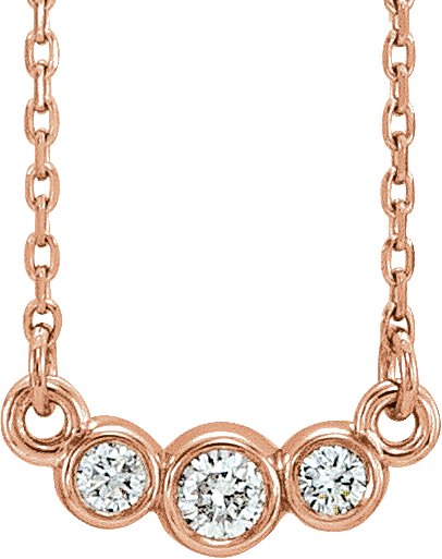 14K Rose 1/8 CTW Natural Diamond Three-Stone 16-18 Necklace