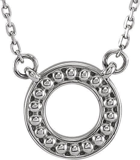 14K White Beaded Circle 16-18" Necklace 