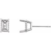 Emerald 4-Prong Accented Stud Earrings