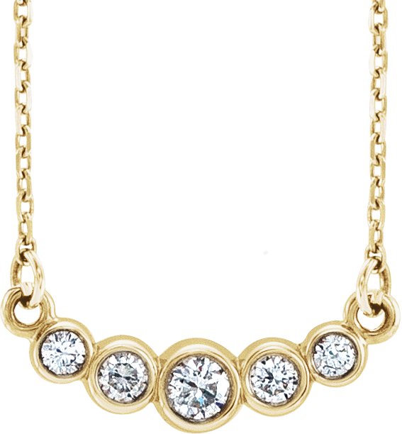 14K Yellow Graduated Bezel-Set 1/5 CTW Diamond 16-18 Necklace