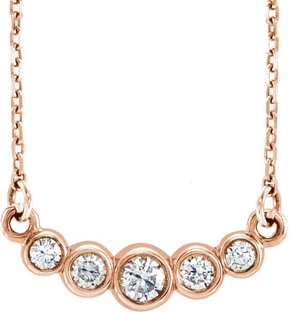 14K Rose Graduated Bezel-Set 1/5 CTW Diamond 16-18 Necklace