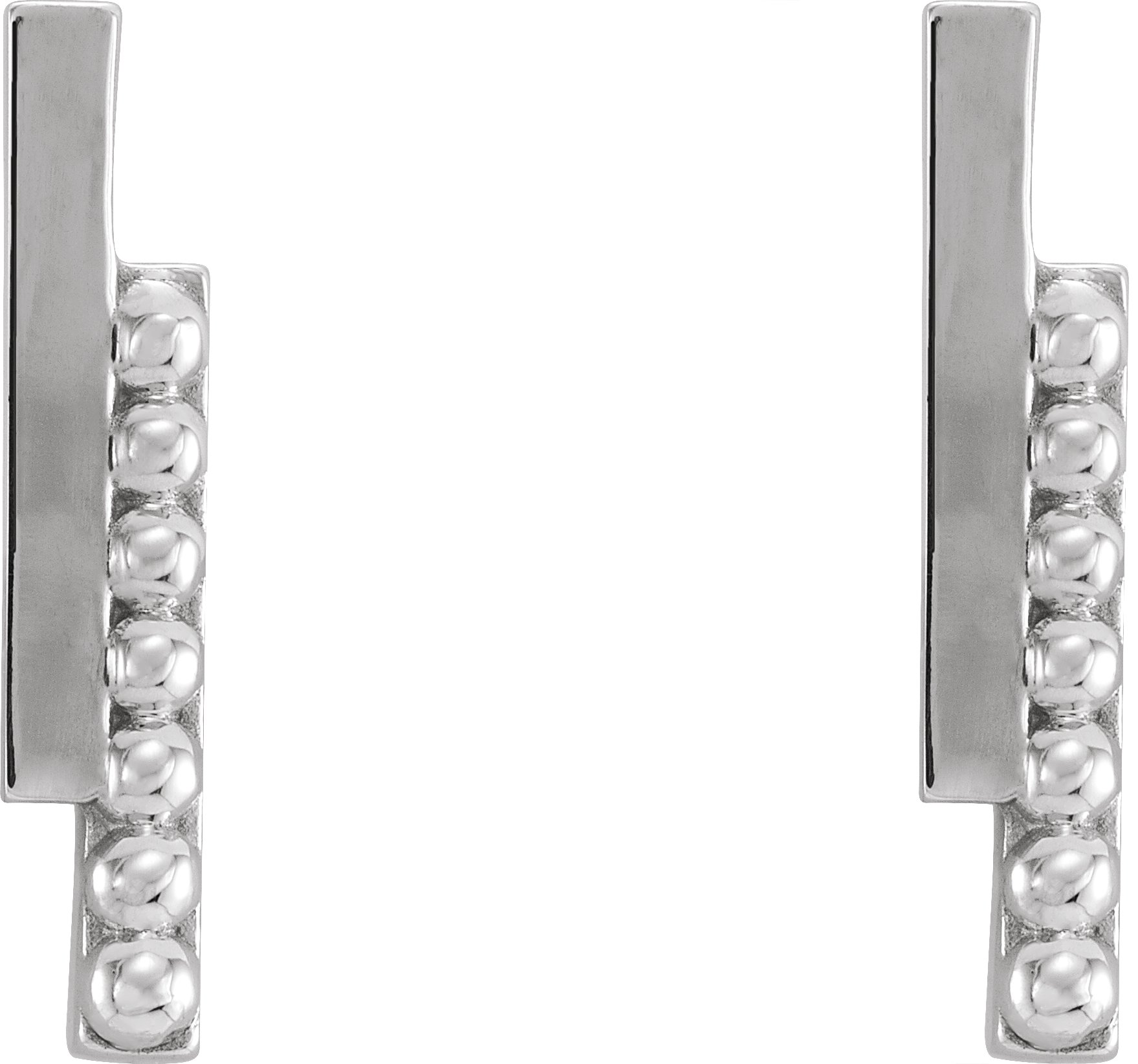 Sterling Silver Beaded Bar Earring 