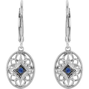 Sterling Silver Natural Blue Sapphire Lever Back Earrings