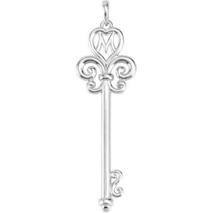 14K White 47.5x13.7 mm Mother's Key Pendant Ref. 3355723