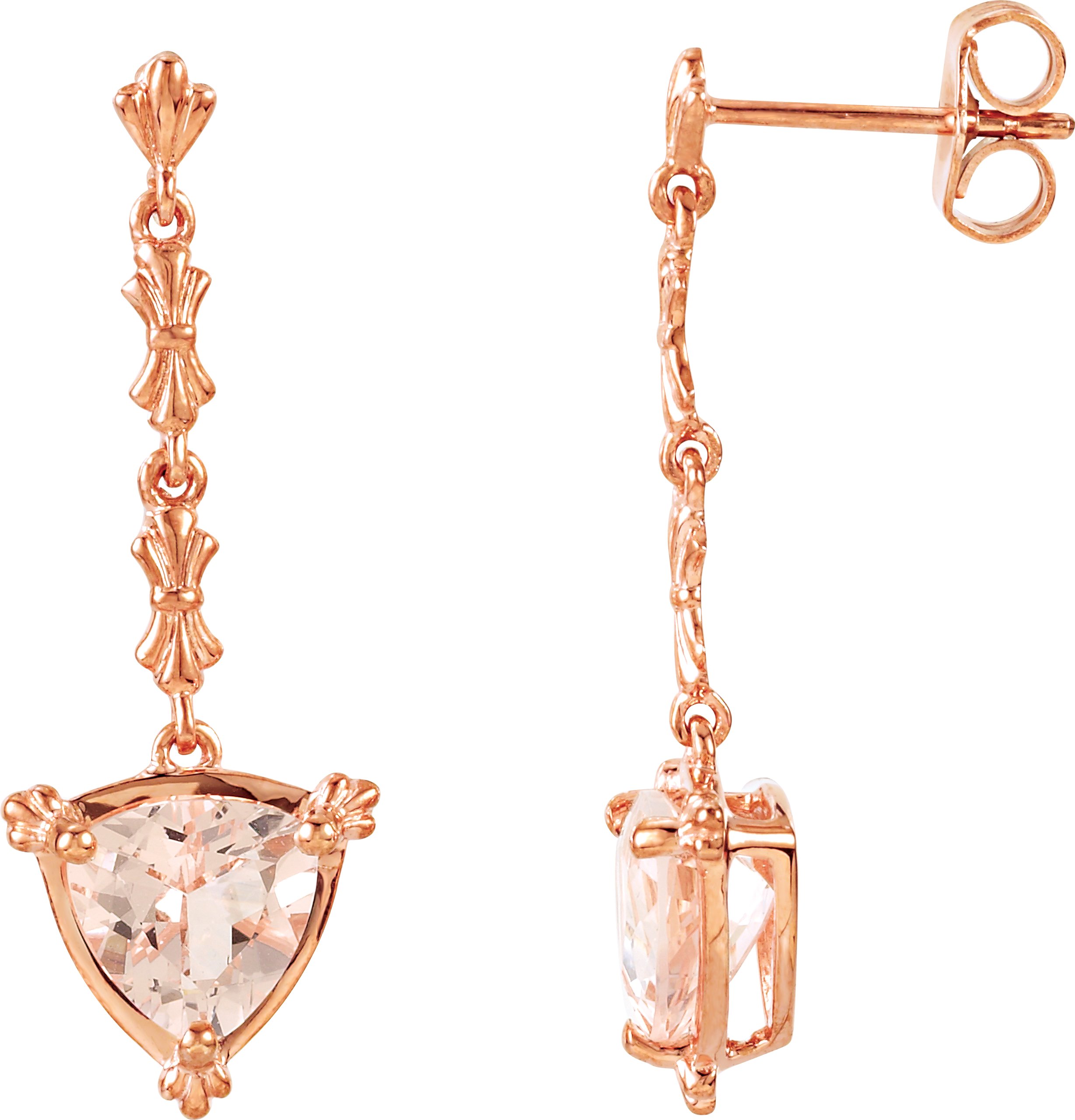 14K Rose Morganite Vintage Inspired Earrings Ref 3339967