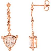 14K Rose Natural Pink Morganite Vintage-Inspired Earrings