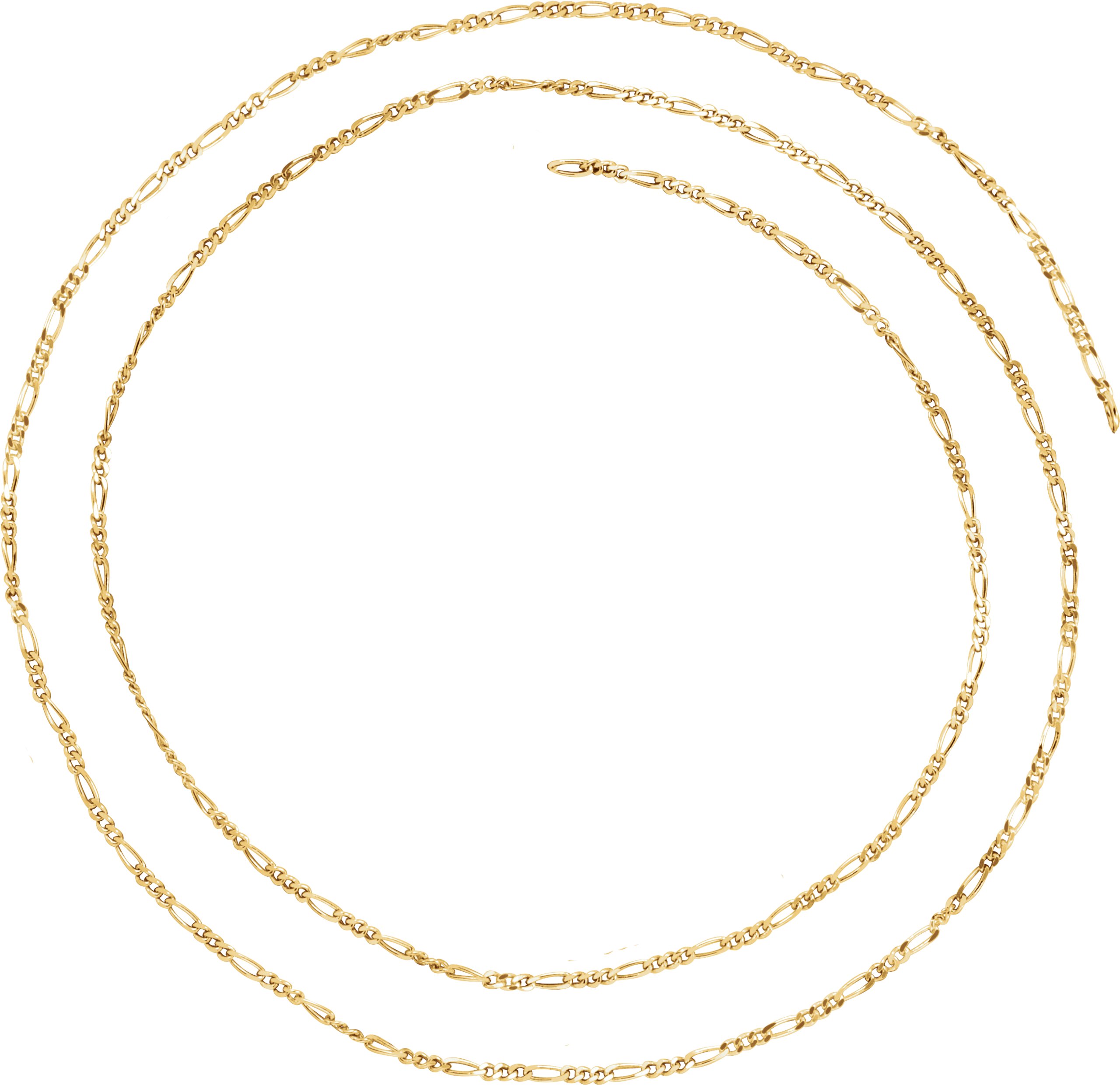 14K Yellow 1.5 mm Solid Figaro Chain Per Inch