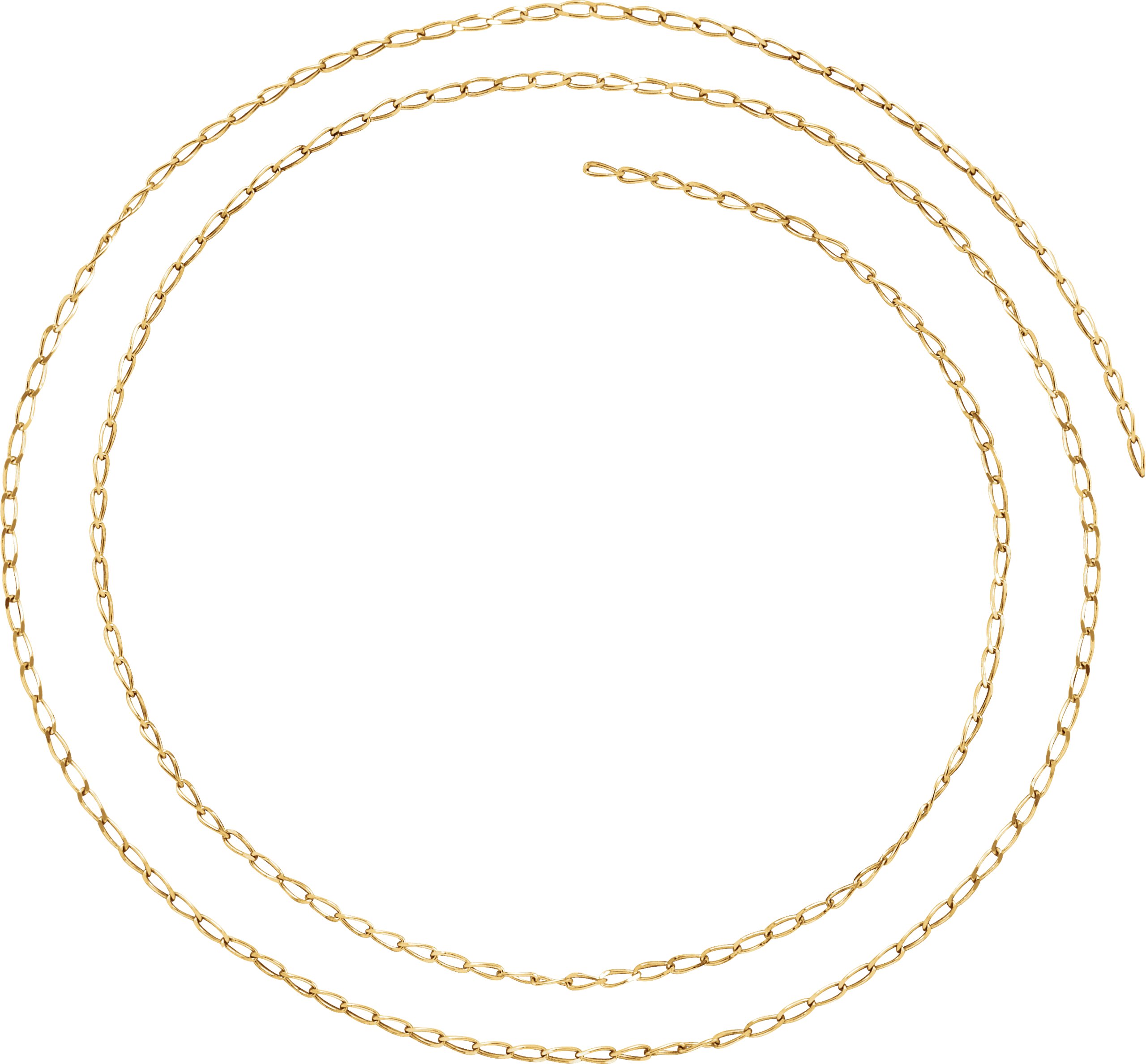 14K Yellow 1.25 mm Solid Curb Chain Per Inch