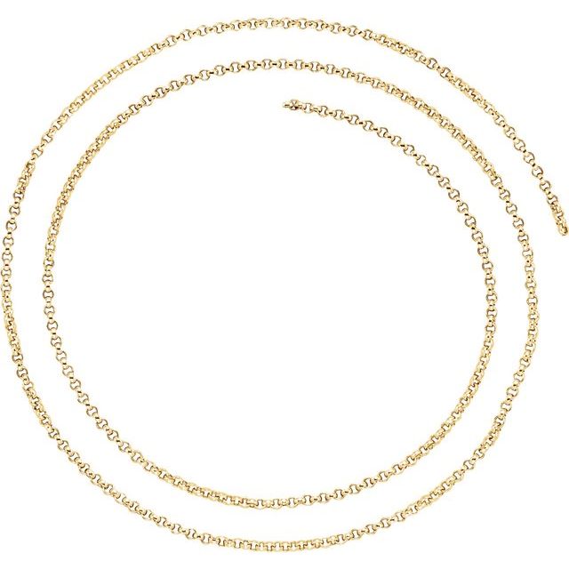 14K Yellow 2 mm Rolo Chain by the Inch