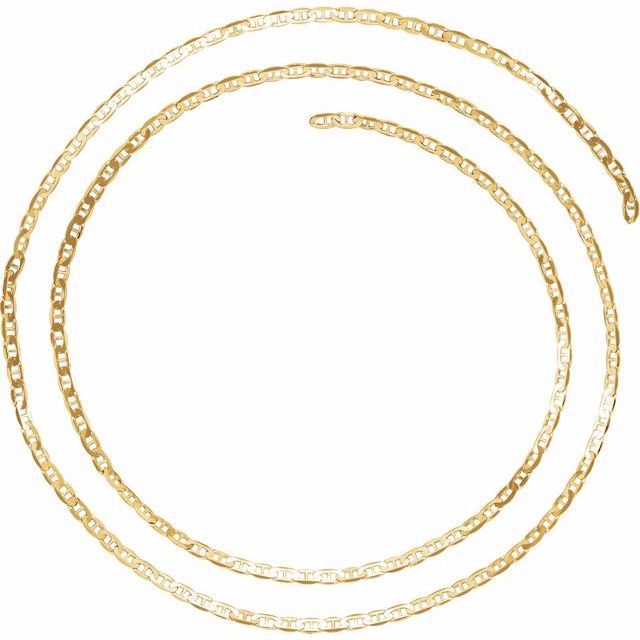 14K Yellow 2.25 mm Curbed Anchor Chain by the Inch