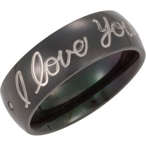 Titanium "I Love You" .01 CT Diamond Band