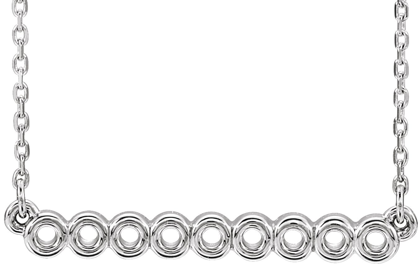 14K White Circle Bar 16"-18" Necklace