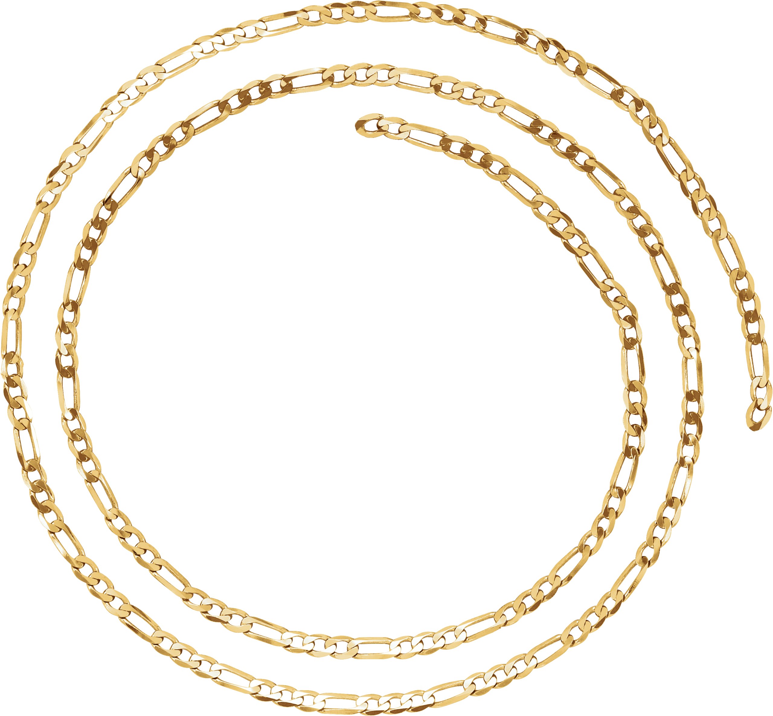 14K Yellow 3 mm Solid Figaro Chain by the Inch Ref 2635133