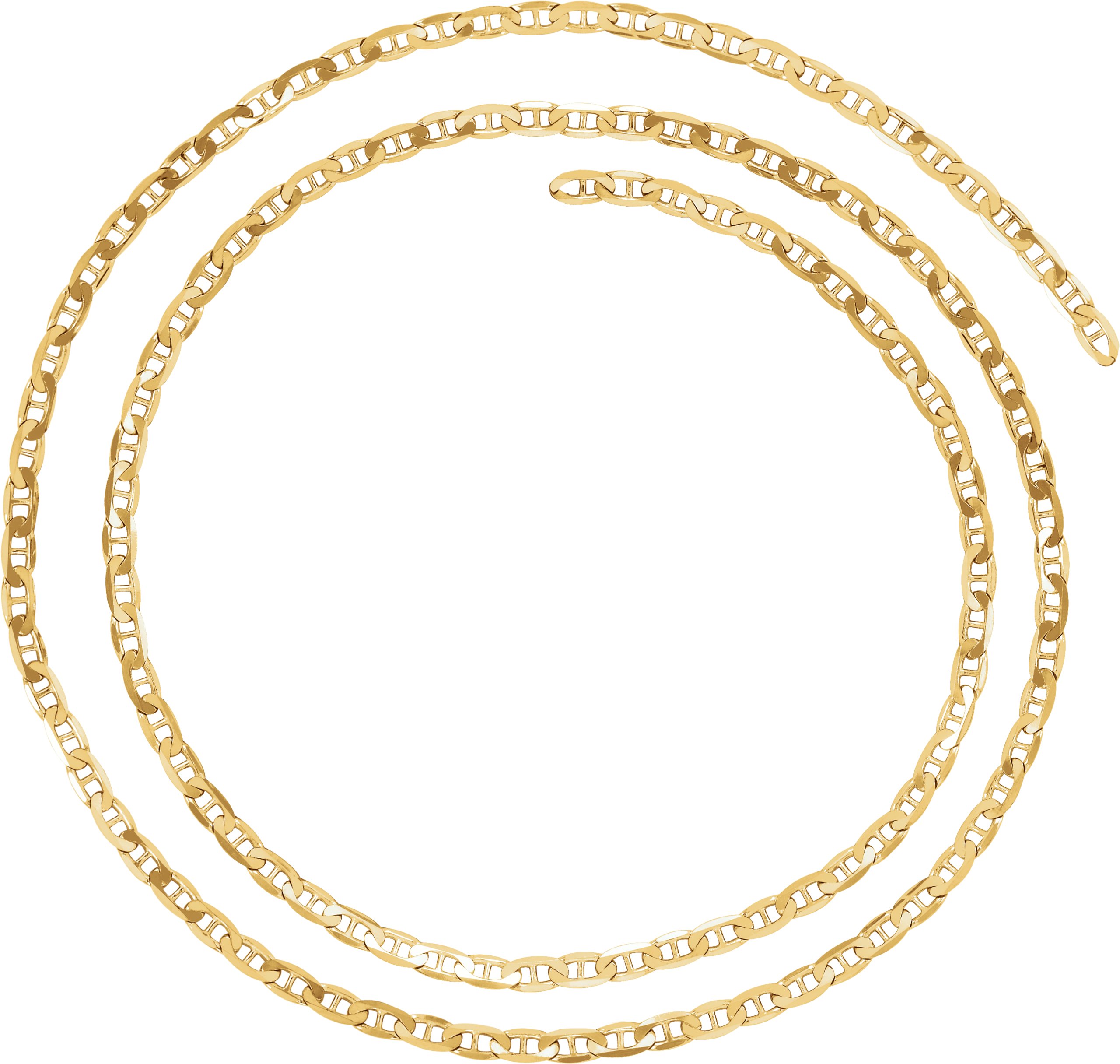 14K Yellow 3.7 mm Solid Curbed Anchor Chain by the Inch