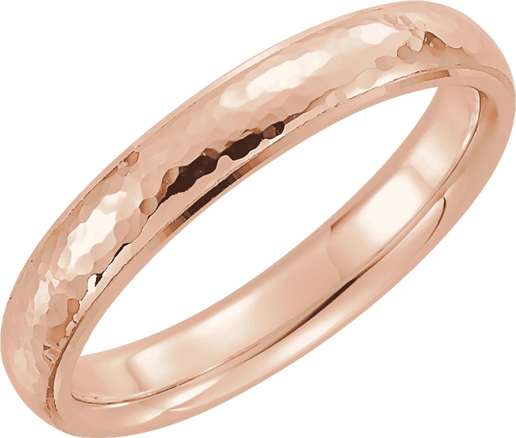 10K Rose 4 mm Half Round Edge Band with Hammer Finish Size 11 Ref 12596323