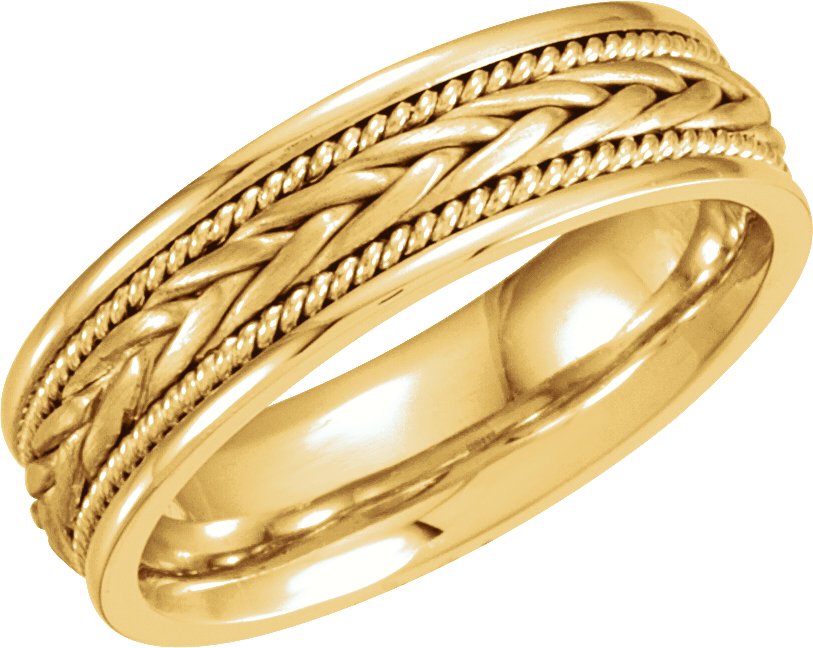 14K Yellow 6.75 mm Hand-Woven Band Size 6