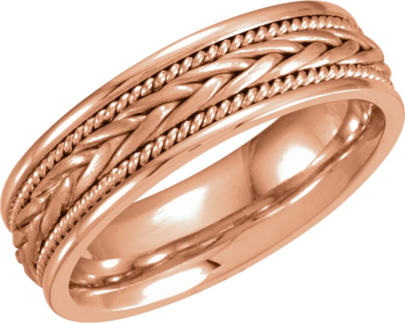 14K Rose 6.75 mm Hand-Woven Band Size 5.5