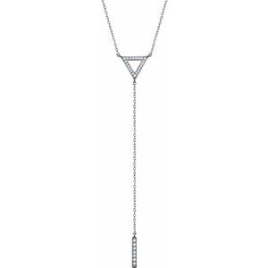 14K White 1/6 CTW Diamond Triangle & Bar Y 16-18" Necklace
